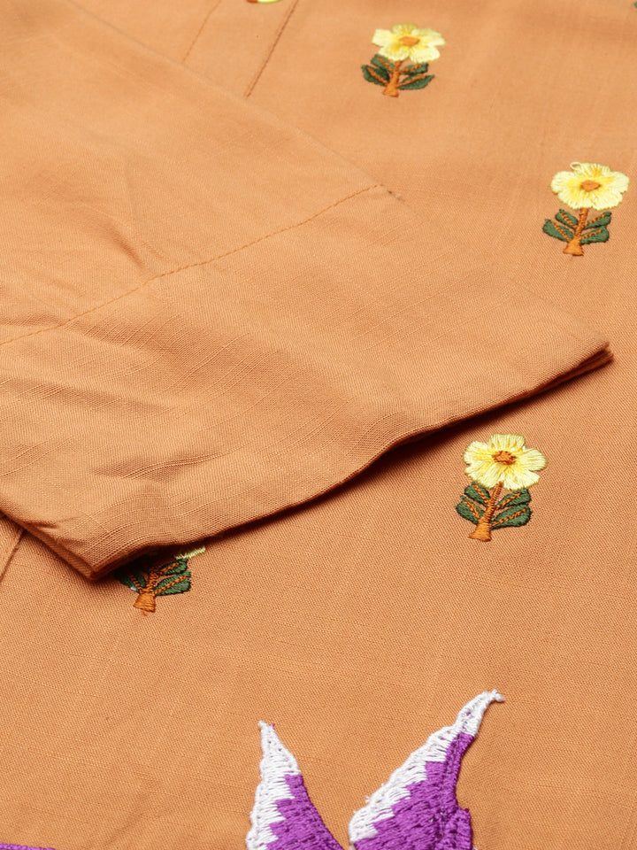 Neerus Yellow Rayon Embroidered Kurta - detail view 3