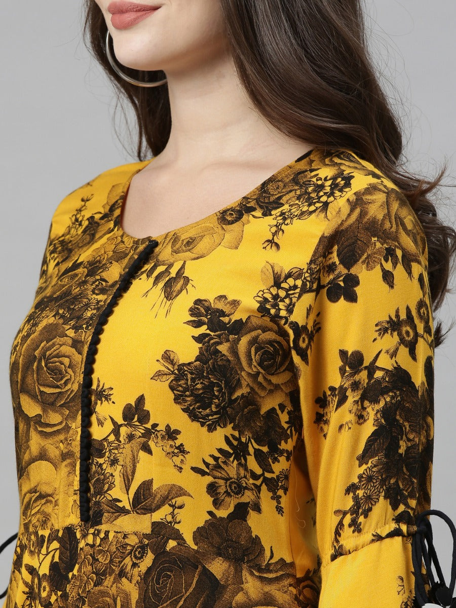 Neerus Yellow rayon solid gown - back view