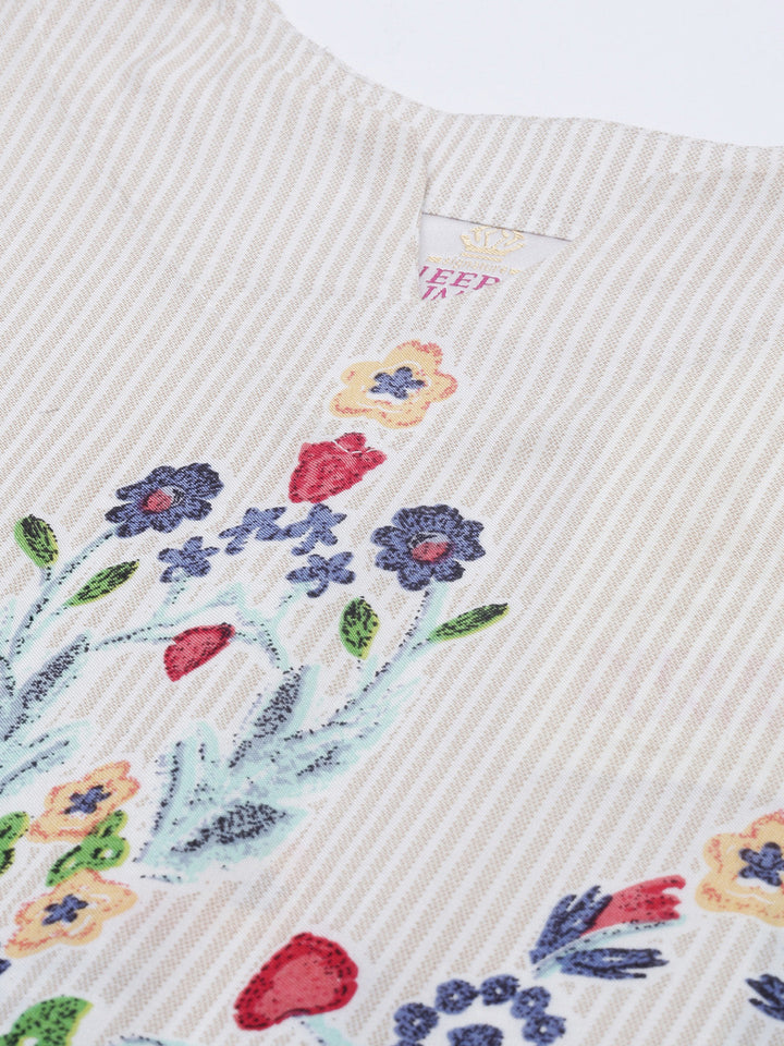Neerus White embroidered straight kurta - side view