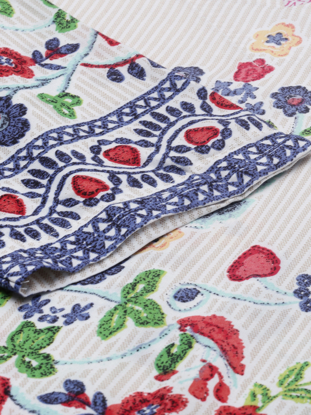 Neerus White embroidered straight kurta - detail view 1