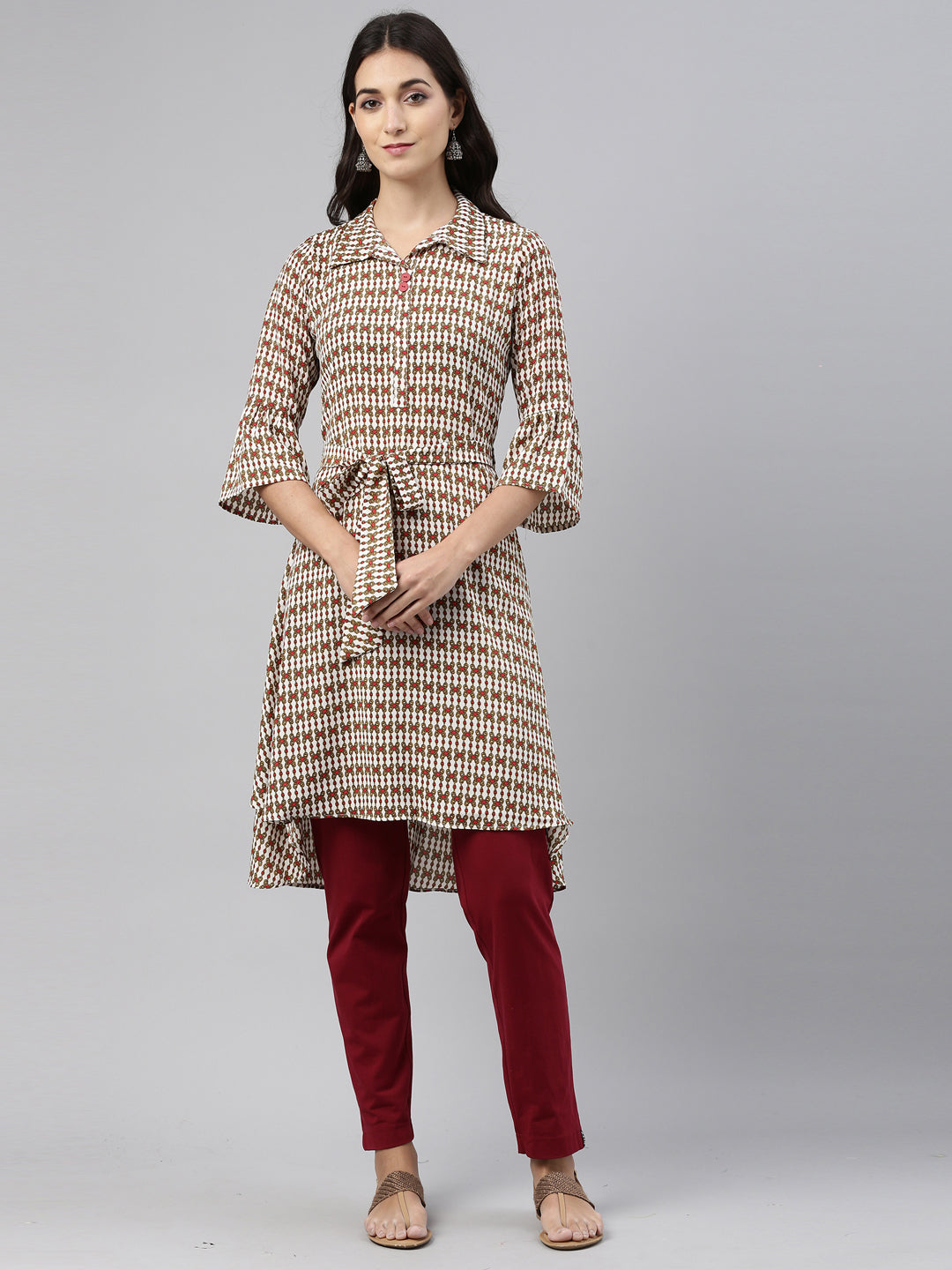 Neerus Beige rayon solid kurti - detail view 3