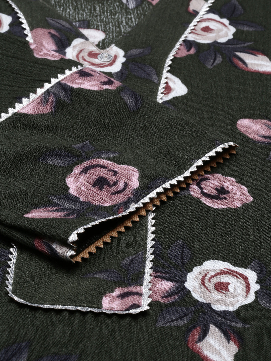 Neerus Green chiffon straight kurta - detail view 4