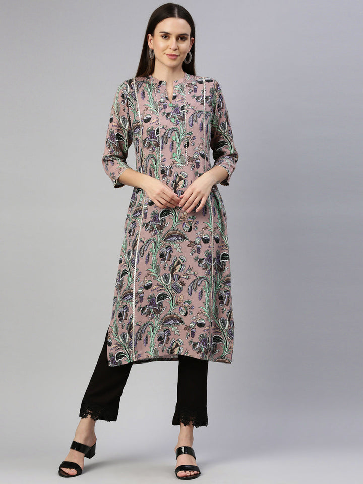 Neerus Pink chiffon solid kurti - detail view 6