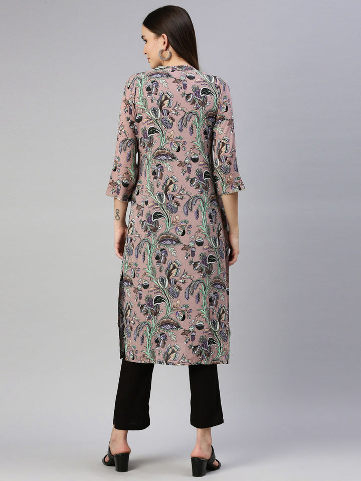 Neerus Pink chiffon solid kurti - detail view 2