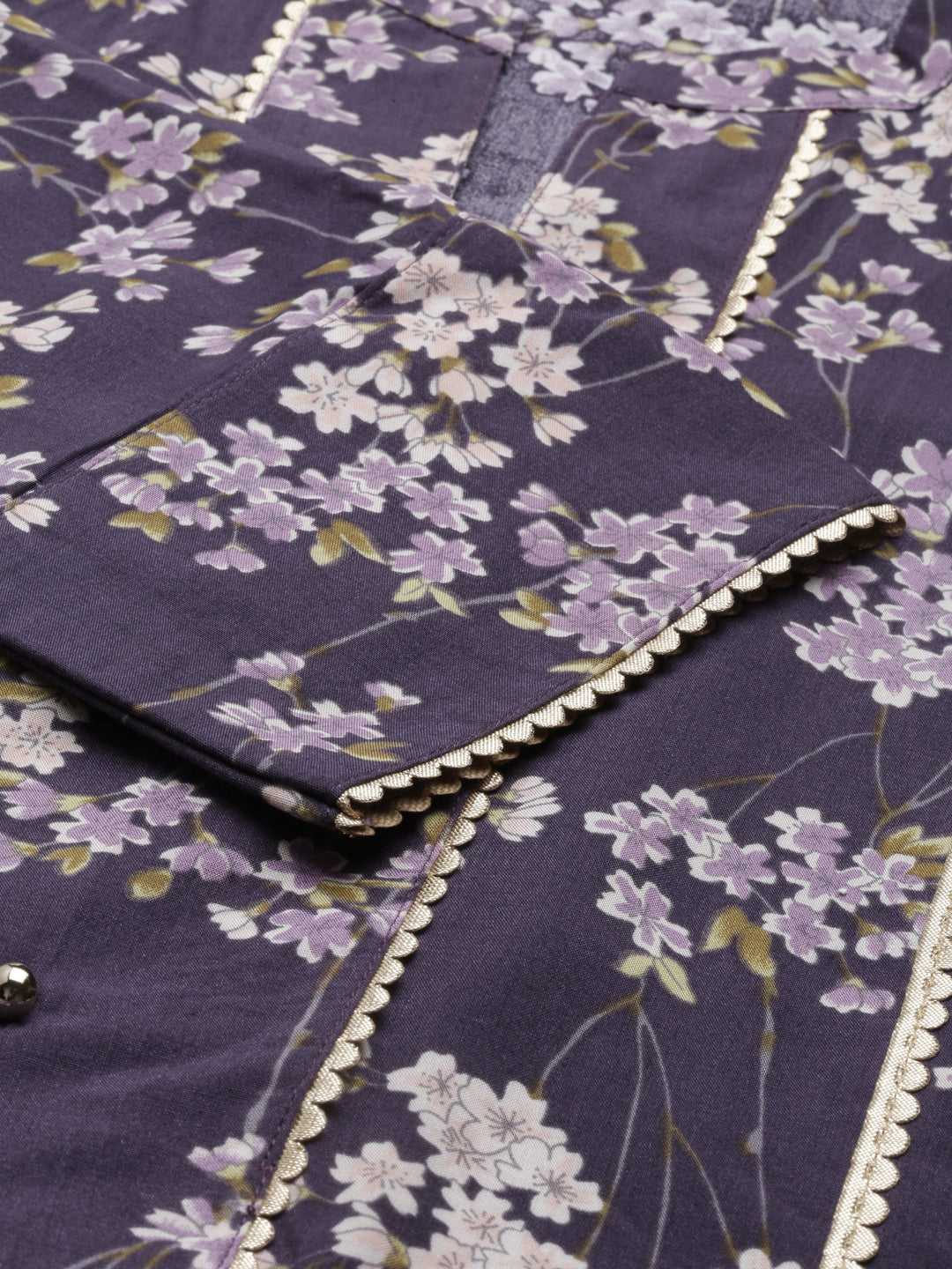 Neerus Purple rayon printed kurti - detail view 4
