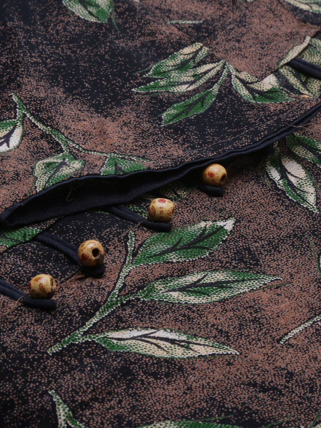 Neerus Brown printed straight kurta - detail view 1