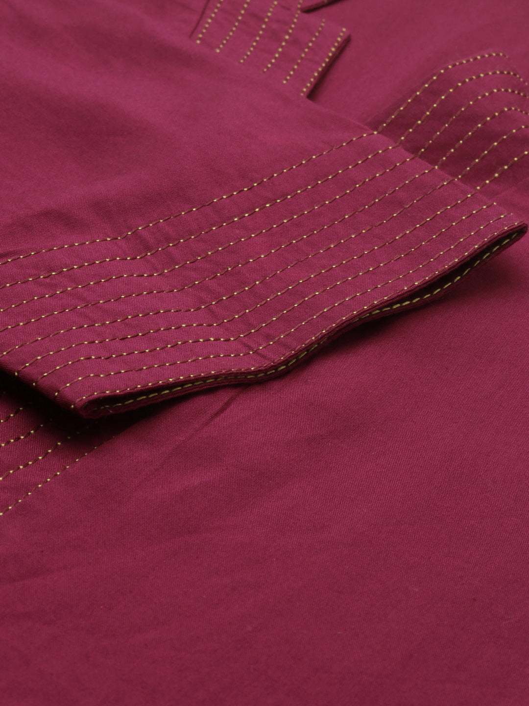 Neerus Maroon embroidered straight kurta - detail view 1