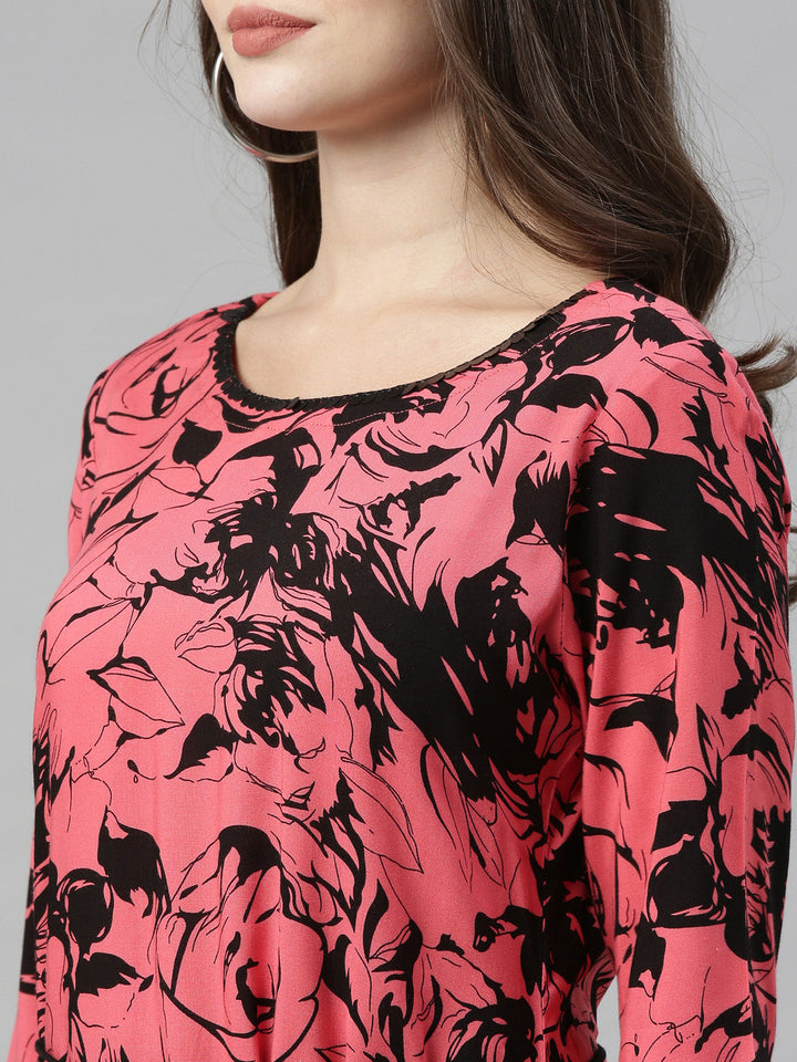 Neerus Orange rayon solid kurti - back view