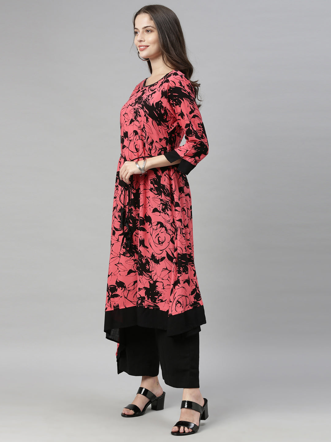 Neerus Orange rayon solid kurti - detail view 2
