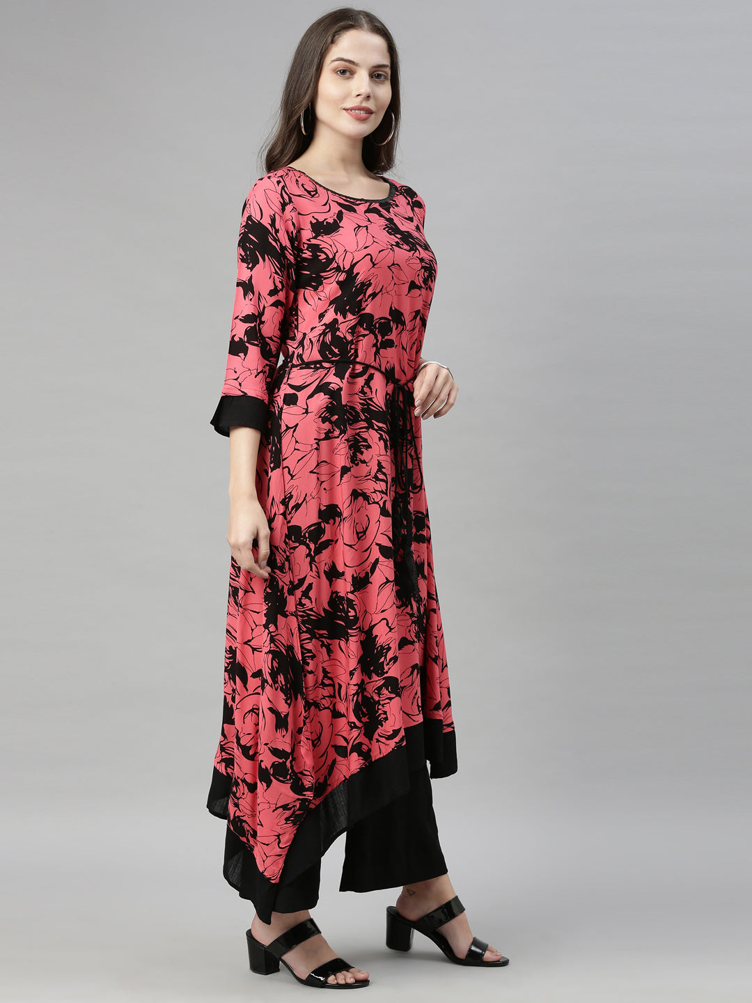 Neerus Orange rayon solid kurti - detail view 3