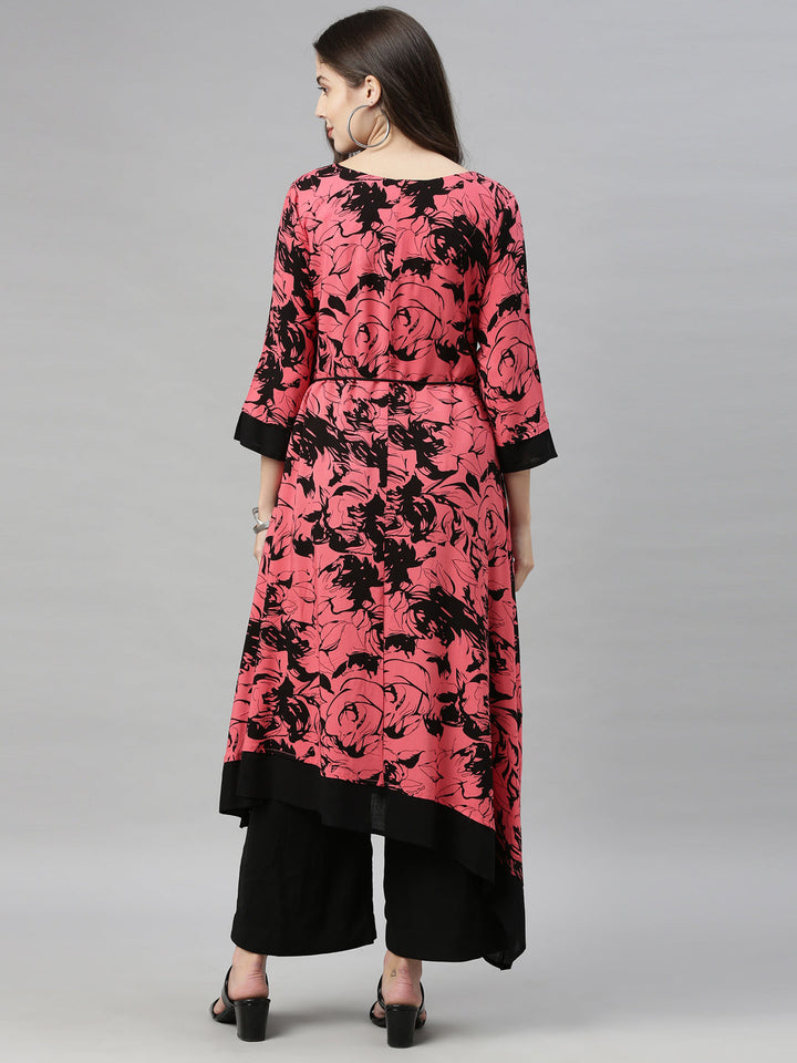 Neerus Orange rayon solid kurti - detail view 4