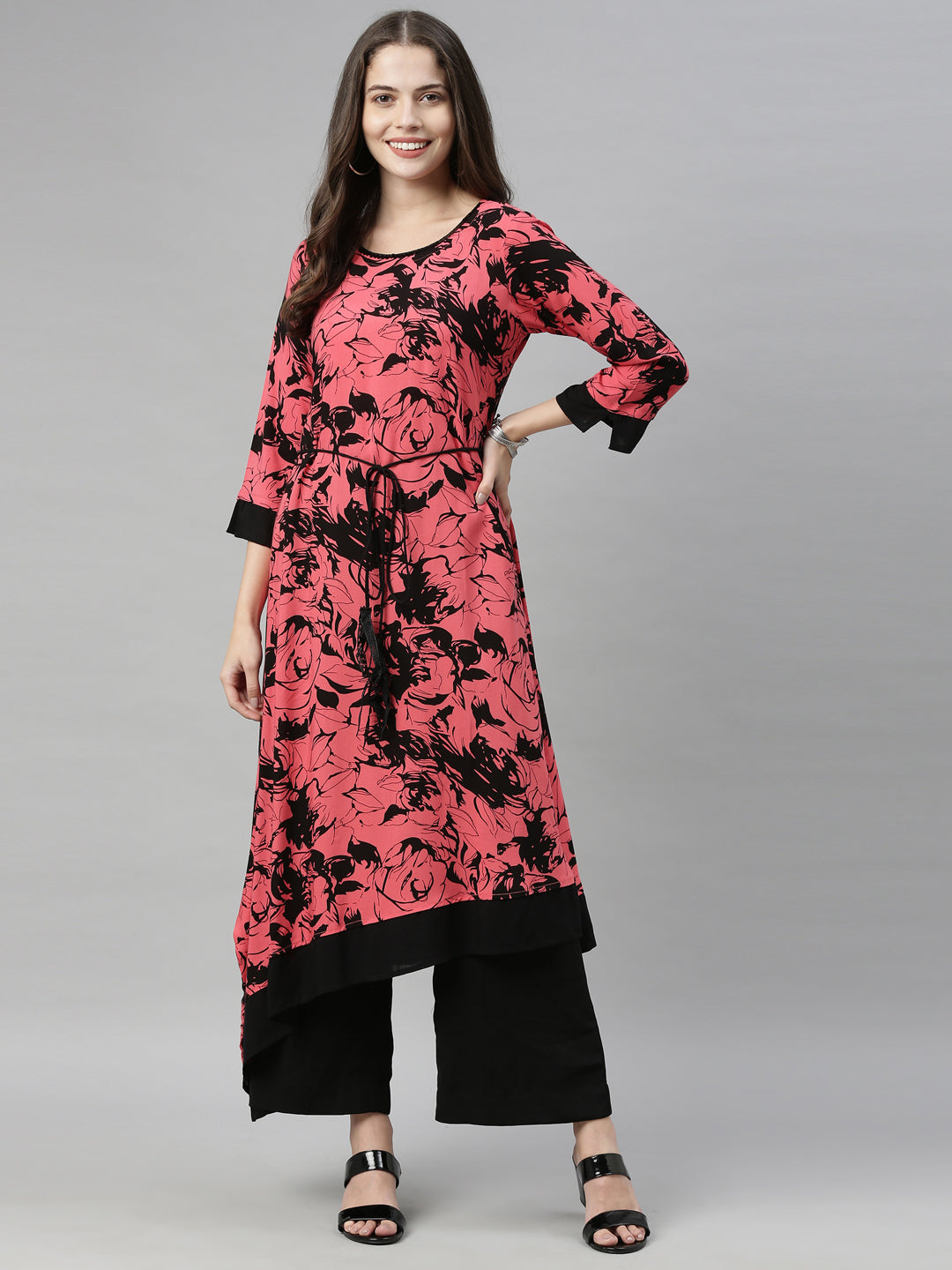 Neerus Orange rayon solid kurti - detail view 5