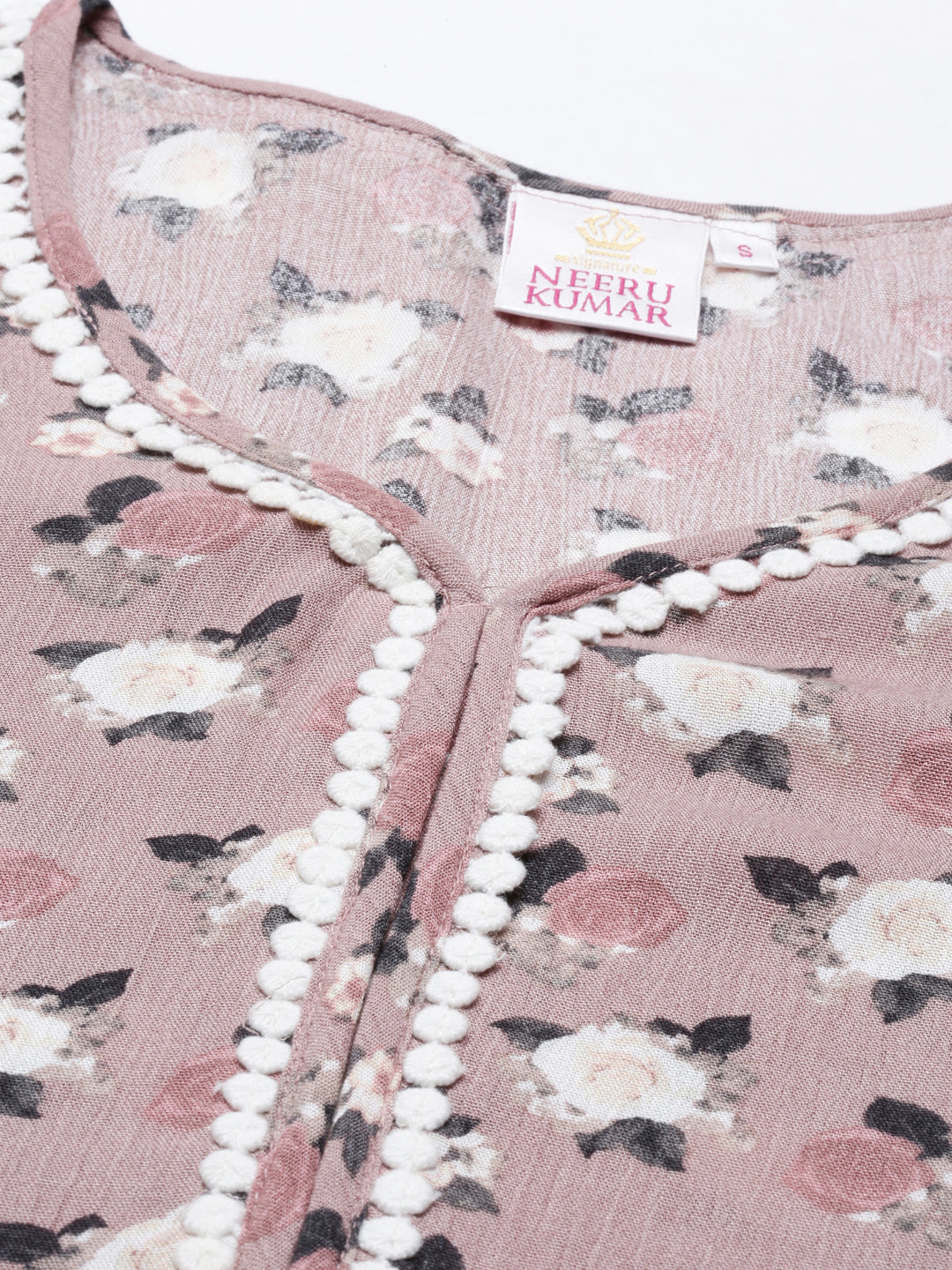 Neerus Pink rayon solid kurti - side view