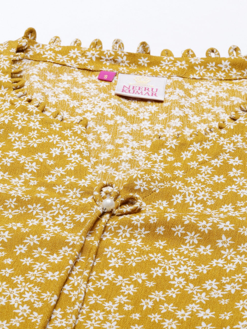 Neerus Yellow chiffon solid kurti - side view