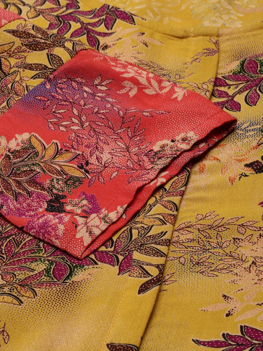 Neerus Yellow rayon solid kurta - detail view 4