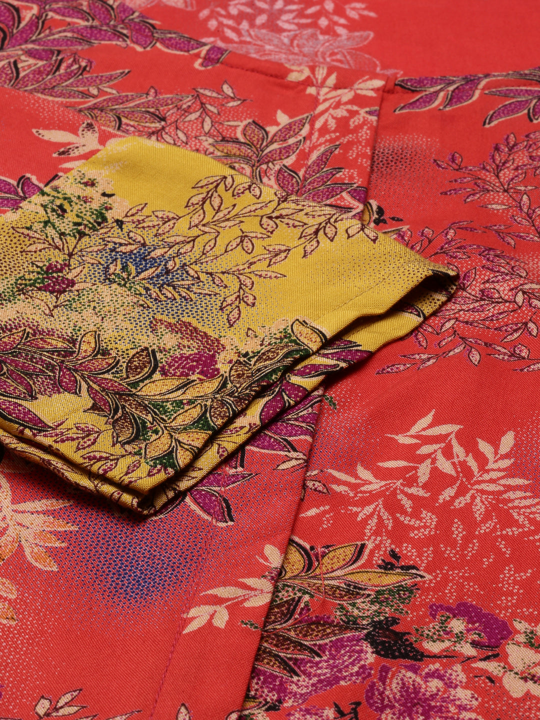 Neerus Red rayon printed kurti - detail view 4
