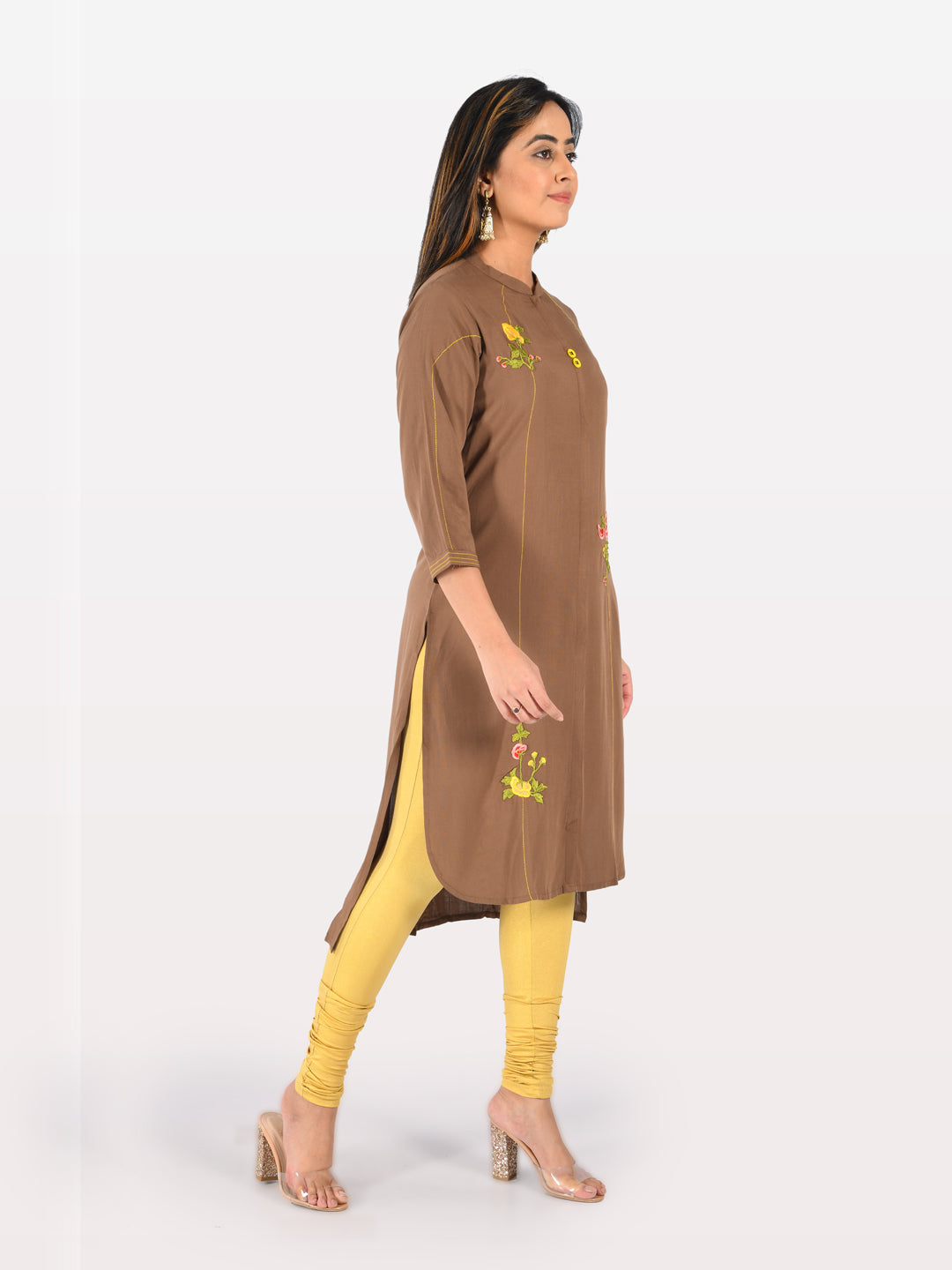 Neerus Pink georgette kurti - front view