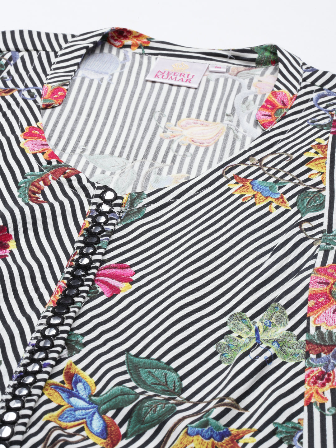 Neerus Multi cotton silk printed high-low kurti - detail view 2