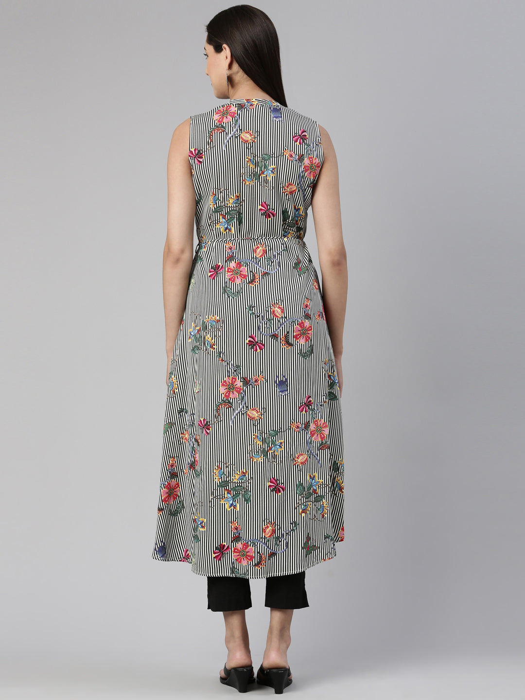 Neerus Multi cotton silk printed high-low kurti - side view