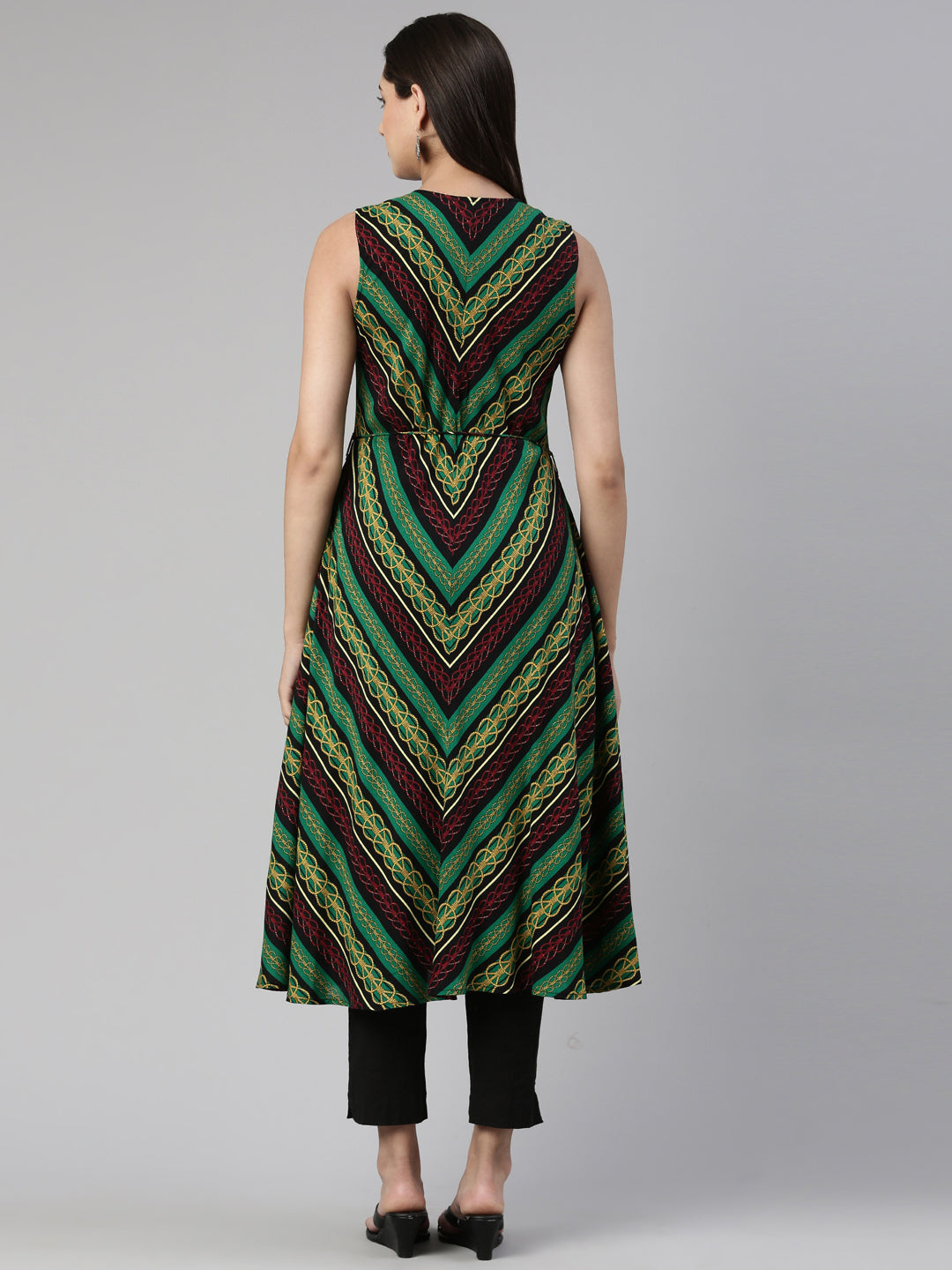 Neerus Multi cotton chevron printed kurti - detail view 1