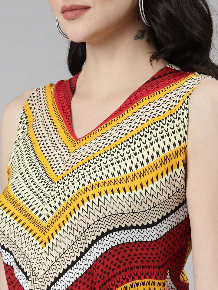 Neerus Yellow solid anarkali kurti - detail view 1
