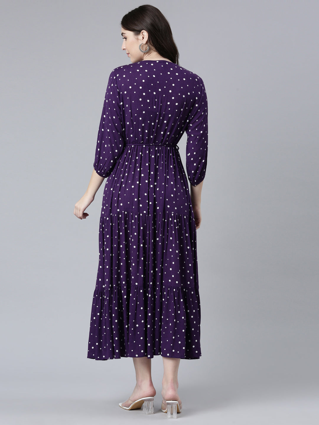 Neerus Purple printed straight gown - side view
