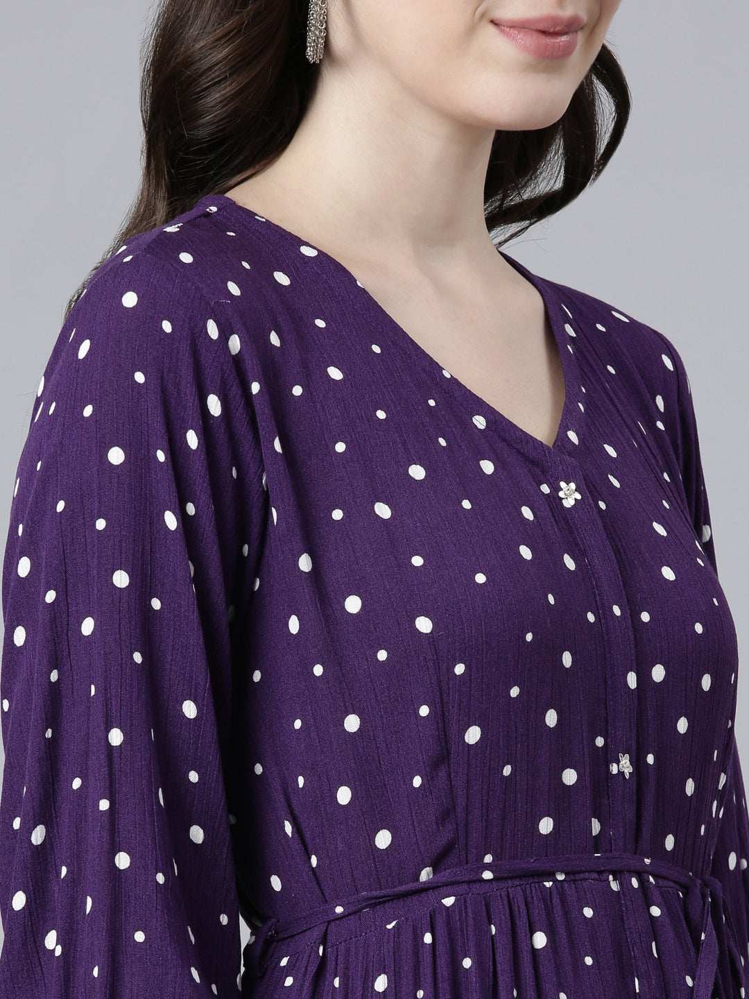Neerus Purple printed straight gown - detail view 1
