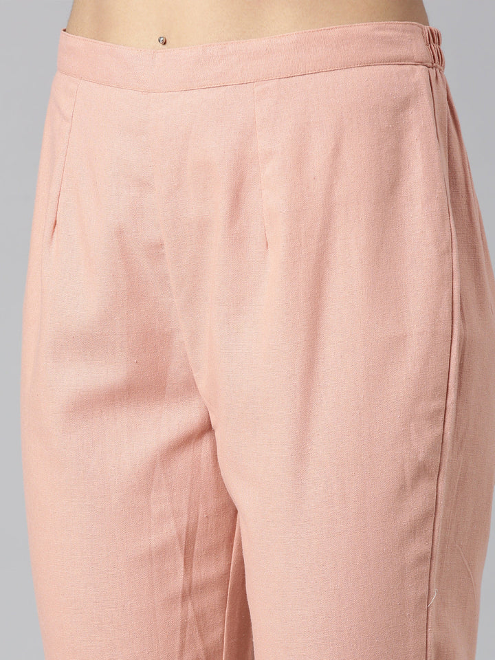 Neerus Pink rayon solid straight kurta set - detail view 3