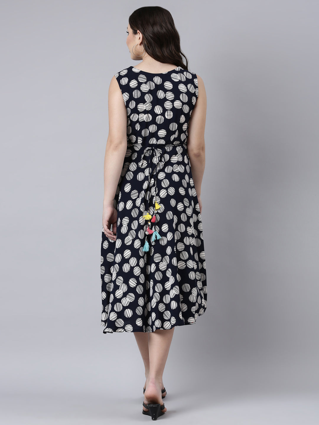 Neerus Blue floral printed maxi dress - side view