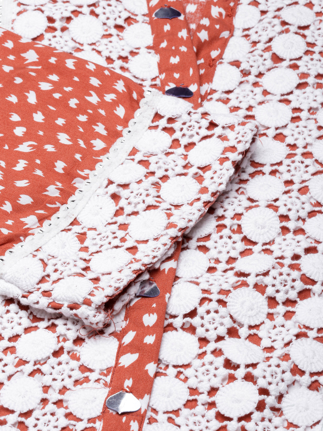 Neerus Orange rayon solid straight kurta - detail view 1