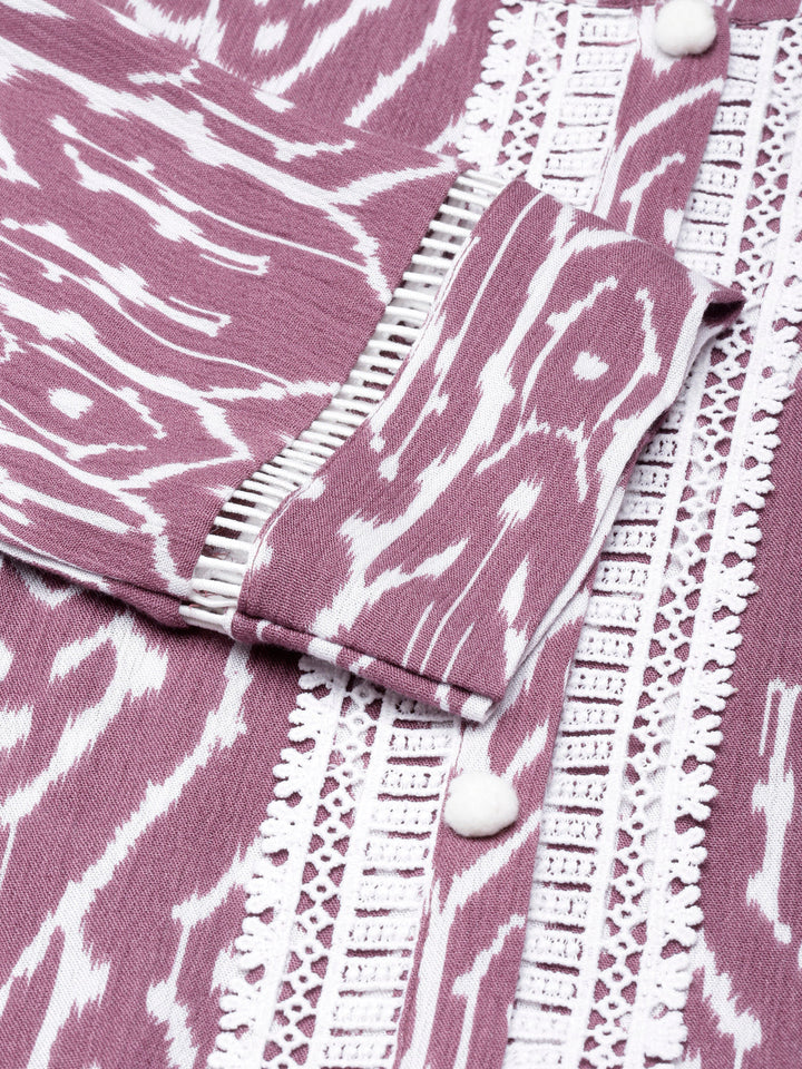 Neerus Purple chiffon printed flared maxi dress - detail view 1