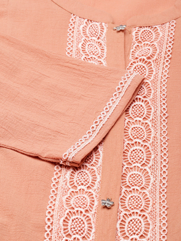 Neerus Orange chiffon flared maxi dress - detail view 1
