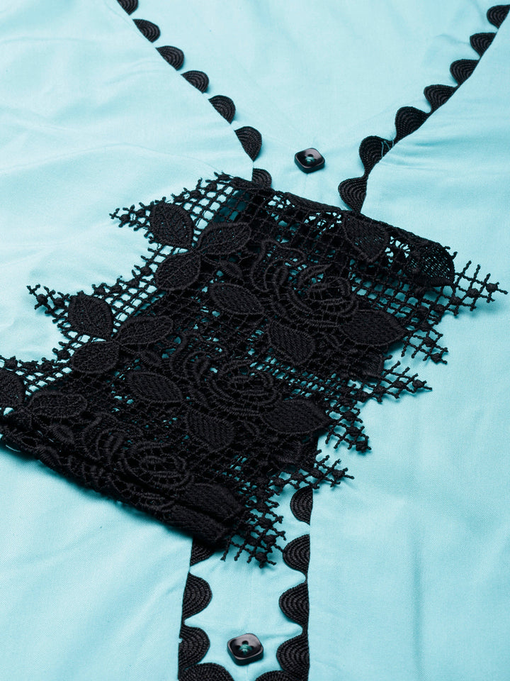 Neerus Green Rayon Solid Straight Kurta - detail view 1