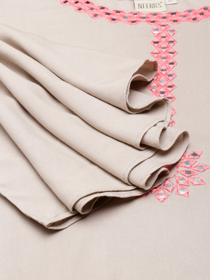 Neerus Gold Regular Straight Solid Kurta and Sharara