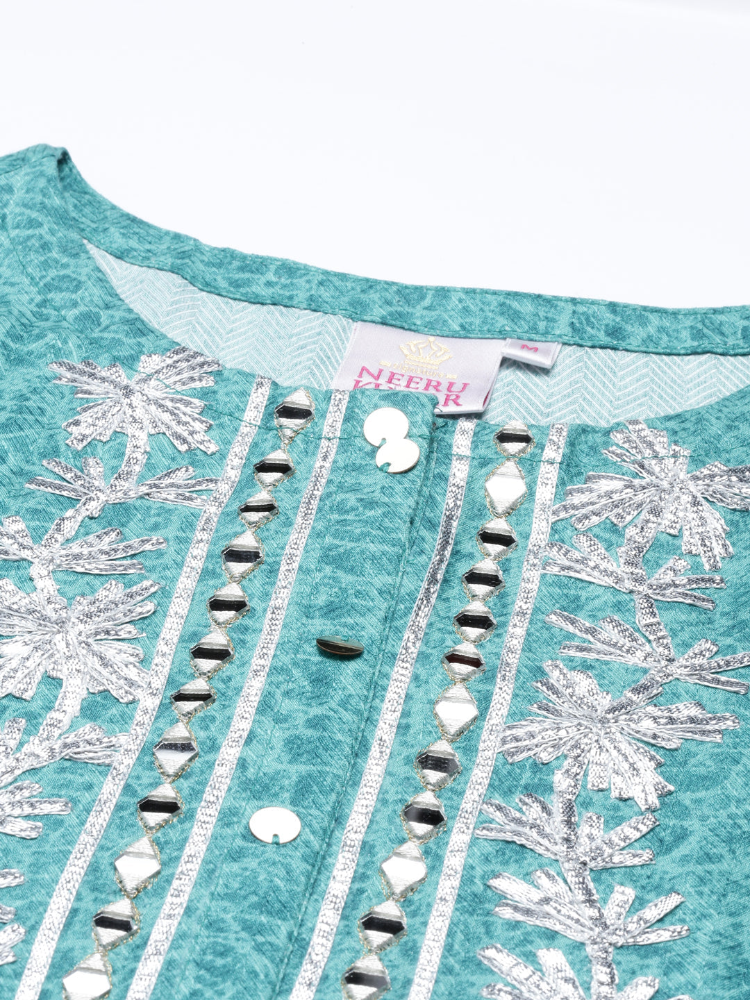 Neerus Green printed straight kurti by Neerus - back view