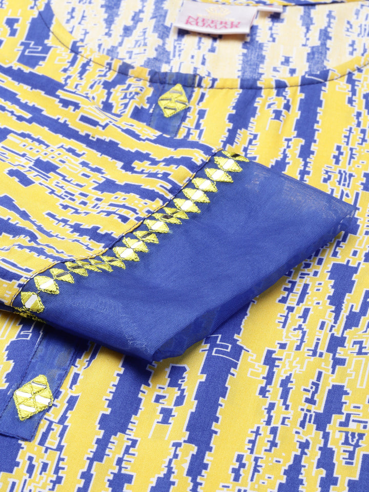 Neerus Yellow Rayon Printed Kurta - detail view 4
