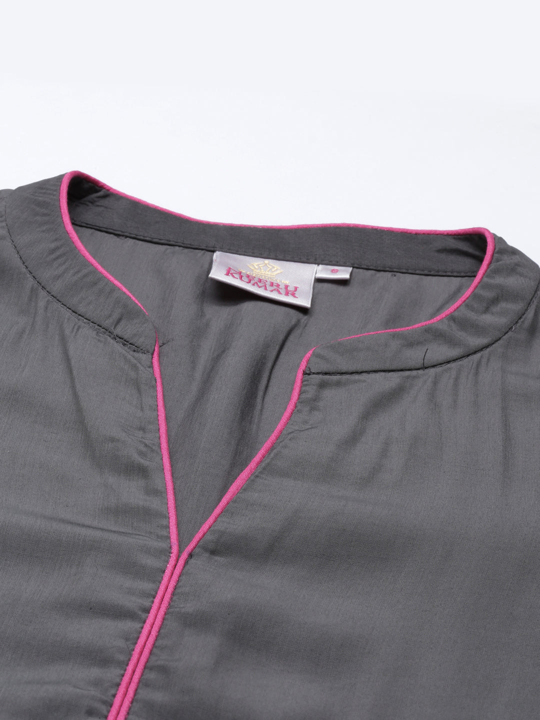 Neerus Grey viscose rayon embroidered kurti - detail view 3
