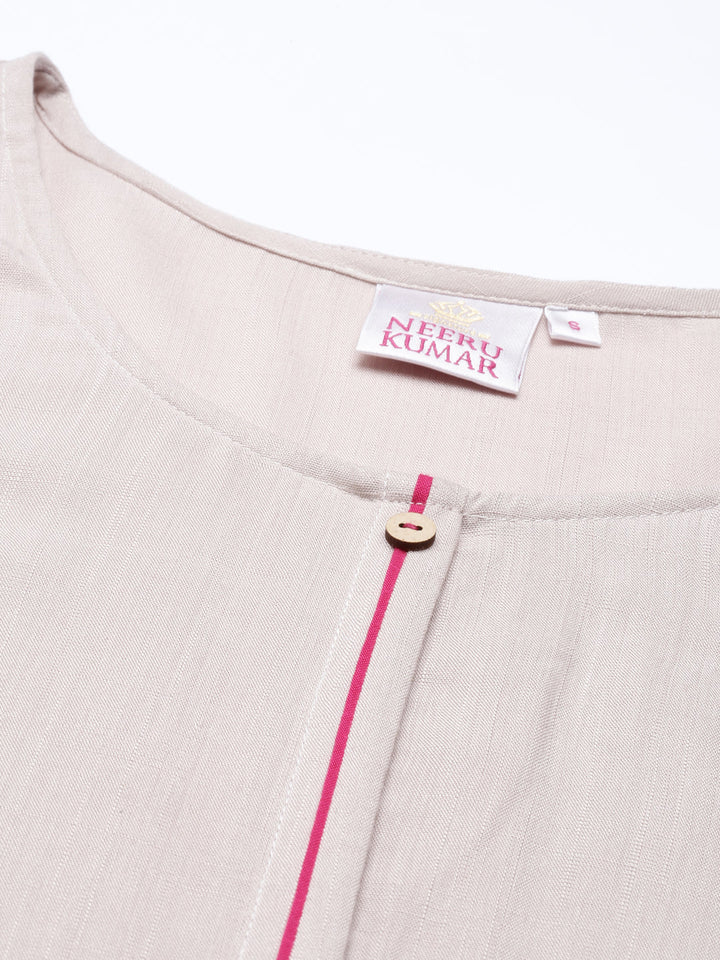 Neerus Beige straight kurti - back view