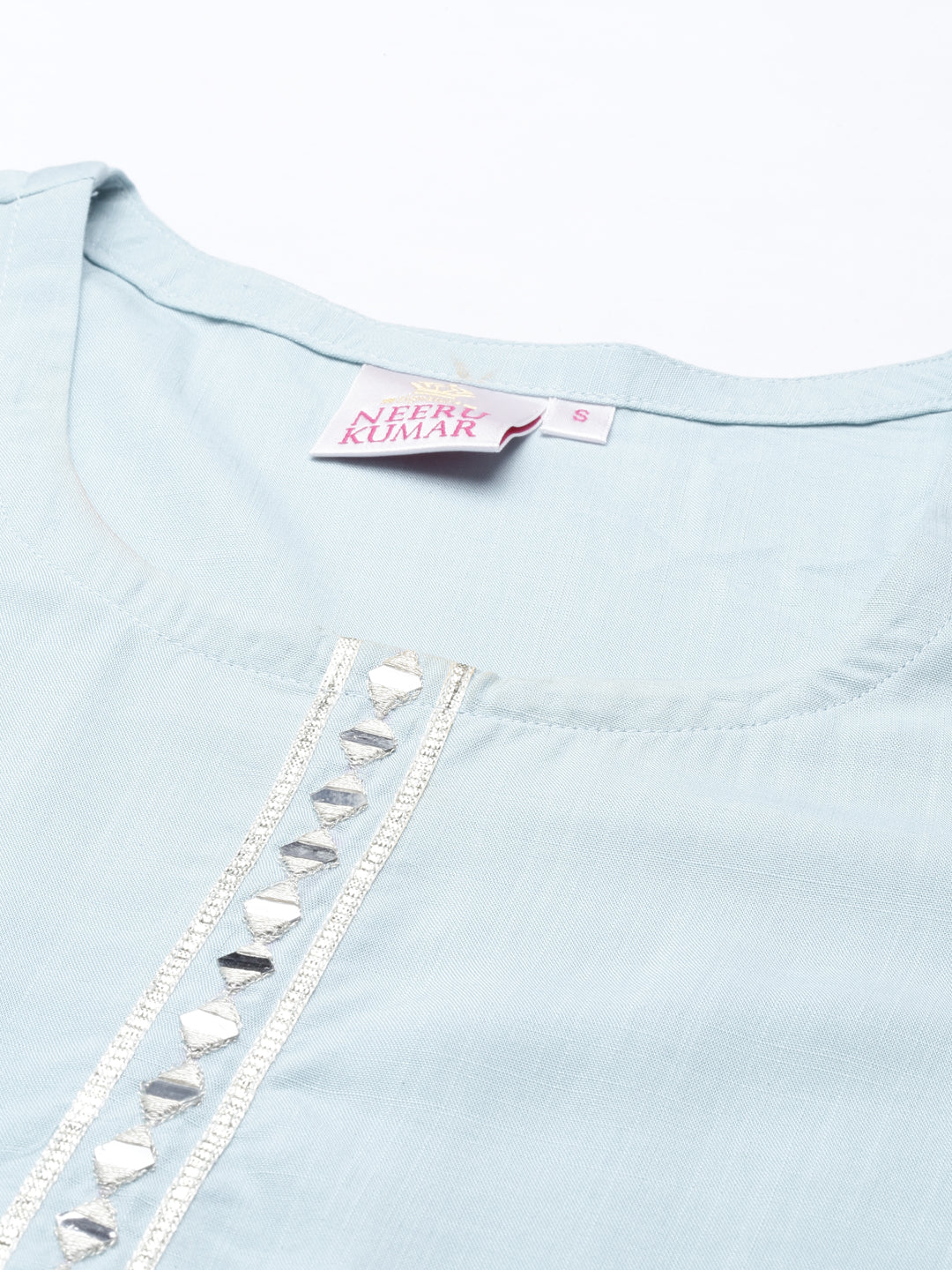Neerus Blue rayon solid kurti - detail view 3