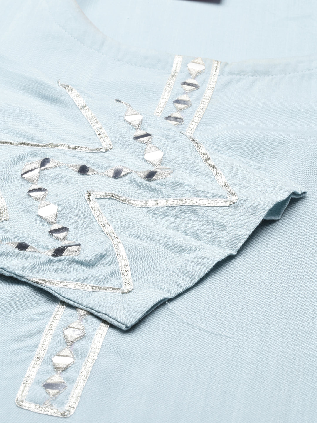 Neerus Blue rayon solid kurti - detail view 4