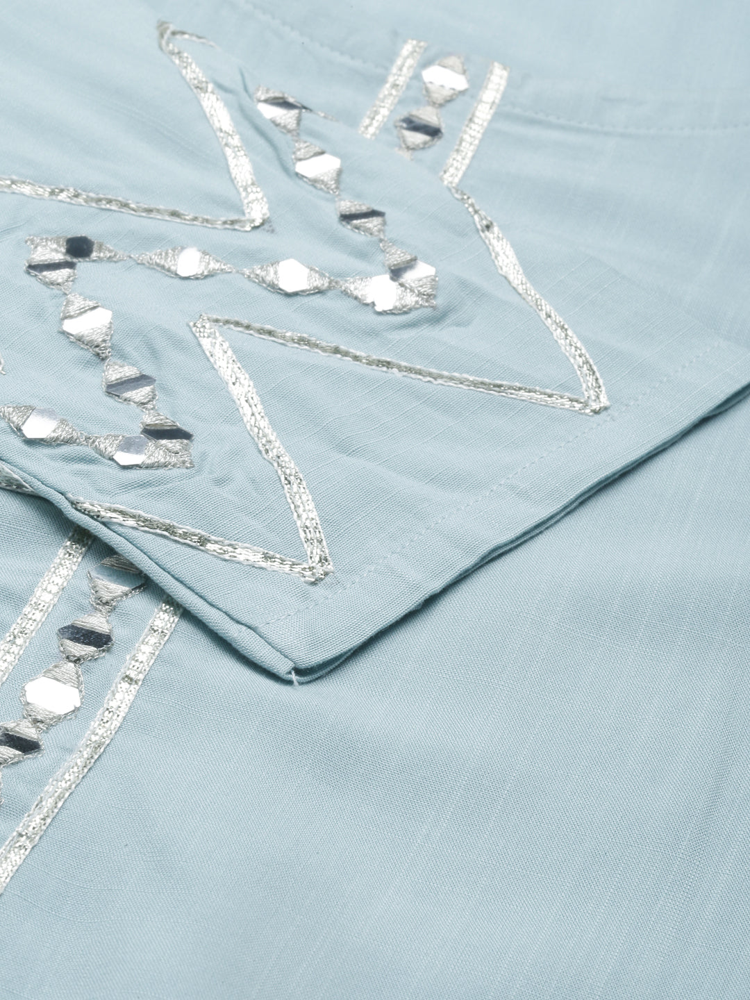 Neerus Blue rayon solid kurti - detail view 10