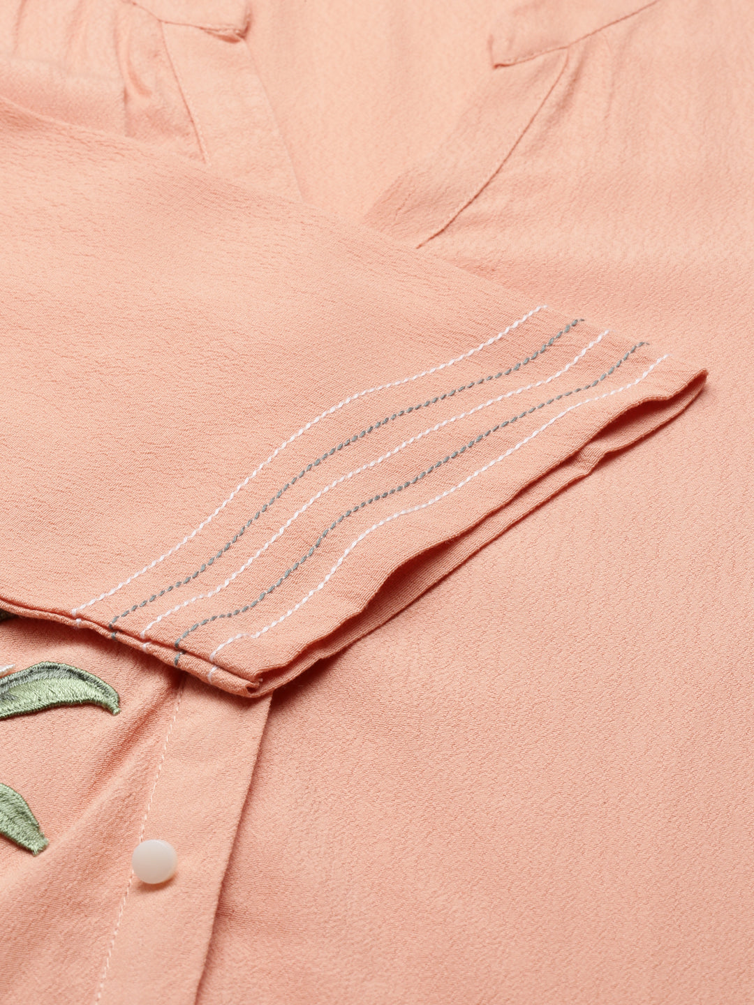 Neerus Orange chiffon solid straight kurta - detail view 3