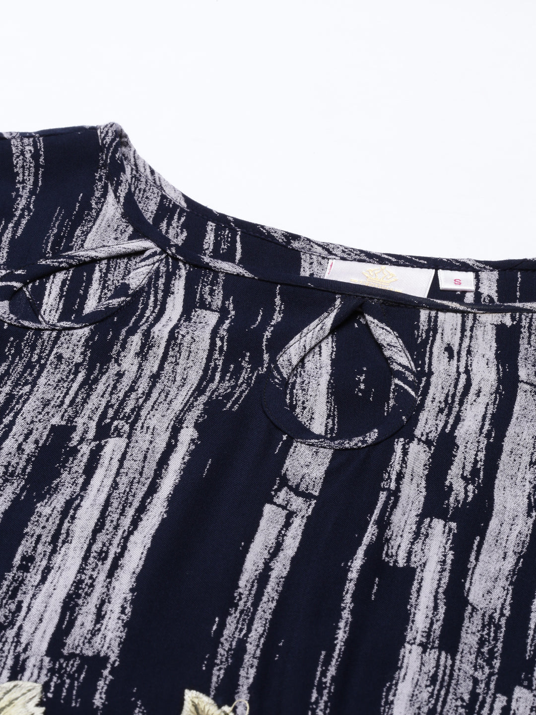 Neerus Blue Rayon Printed A-Line Kurta - detail view 2
