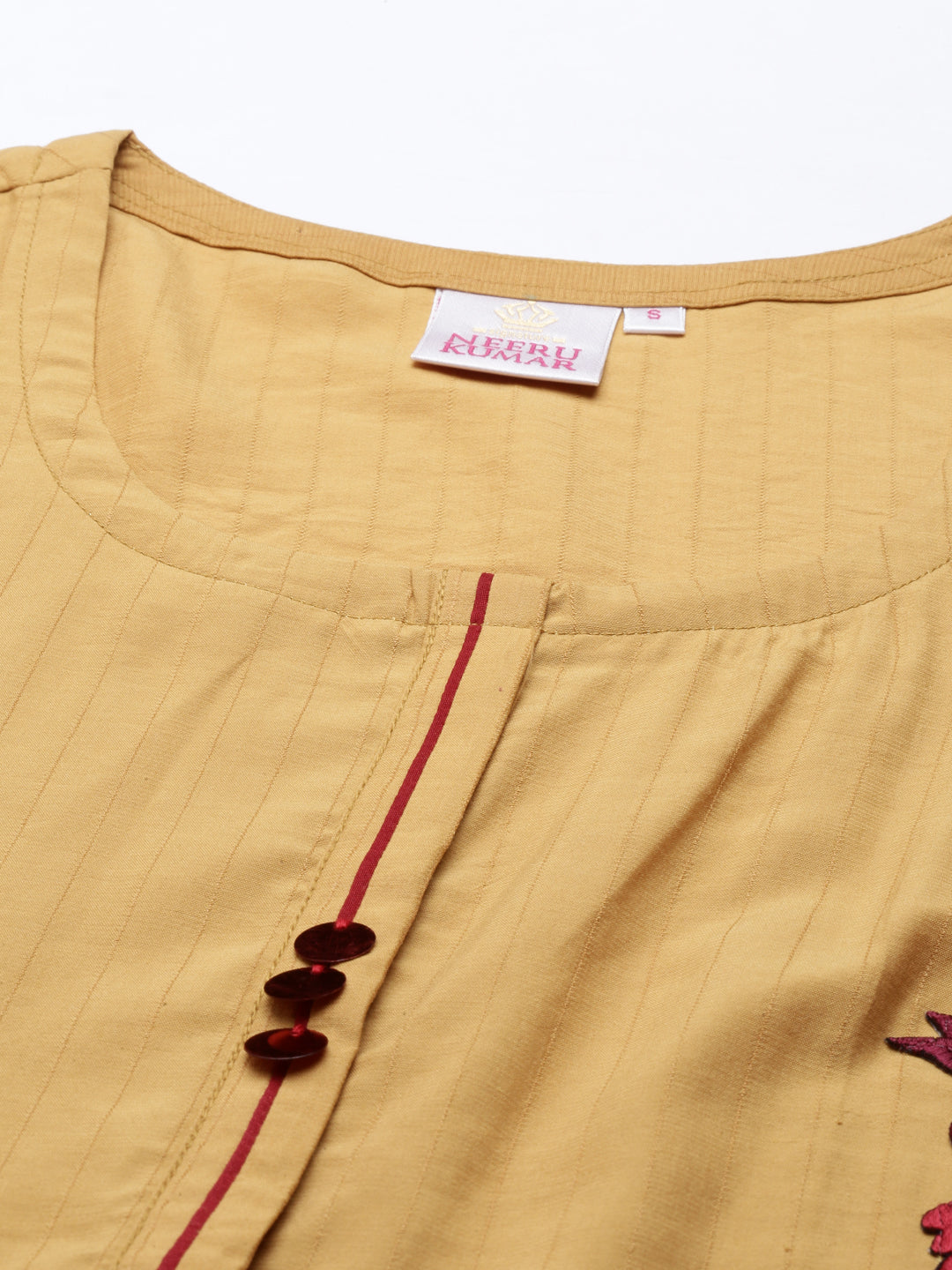 Neerus Yellow Rayon Embellished Straight Kurta - detail view 2