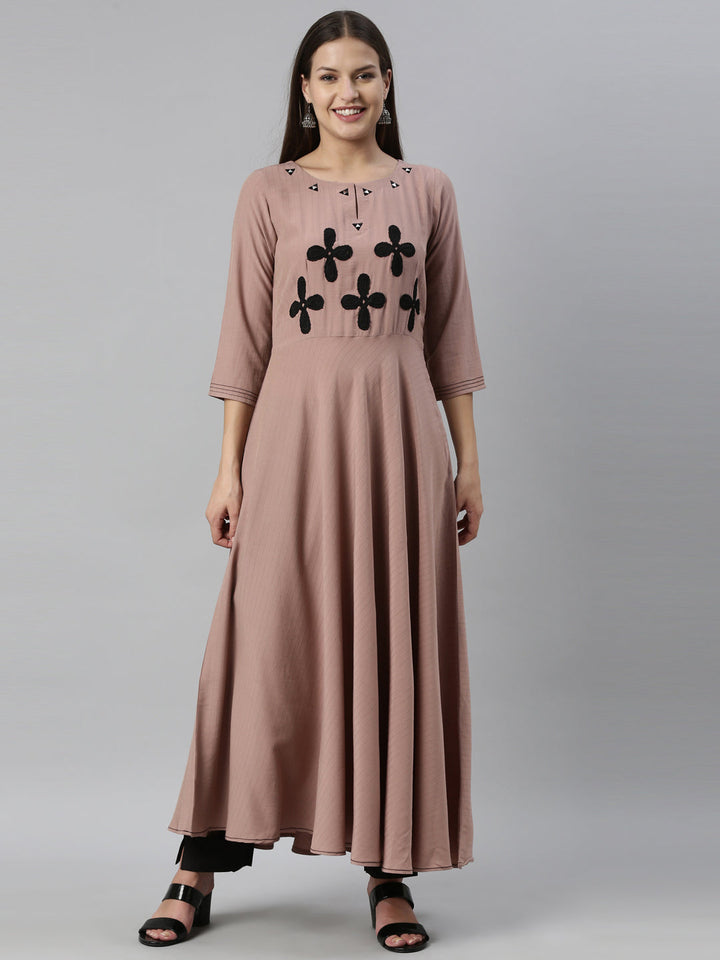Neerus Pink muslin solid kurti - detail view 6