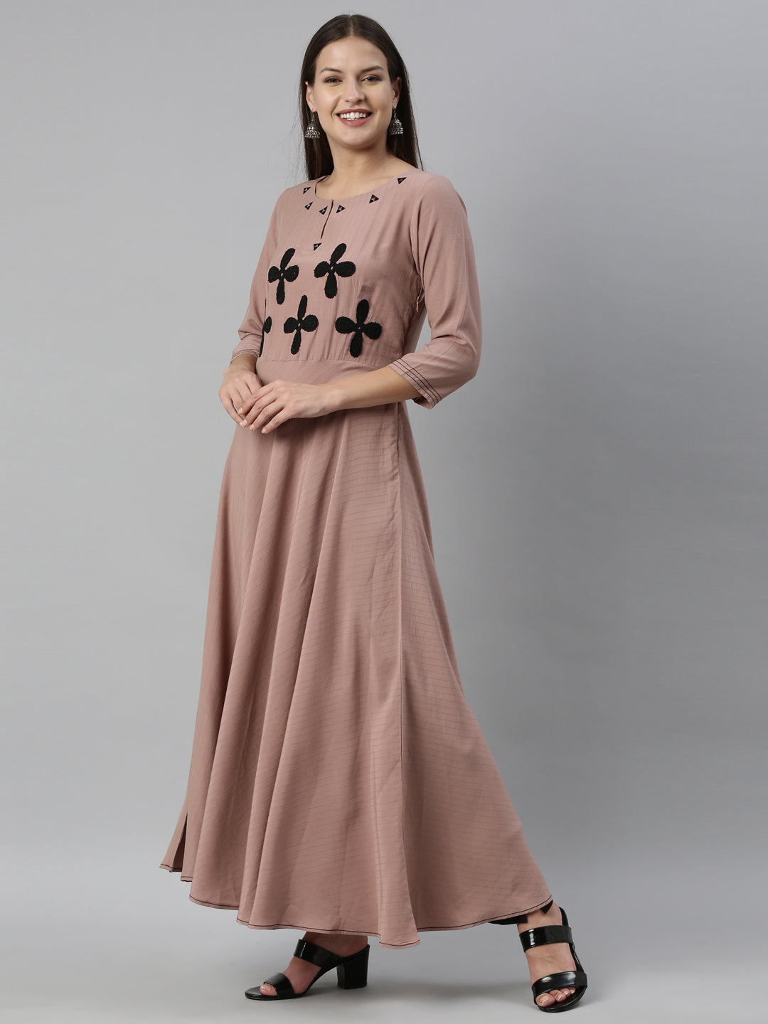 Neerus Pink muslin solid kurti - side view