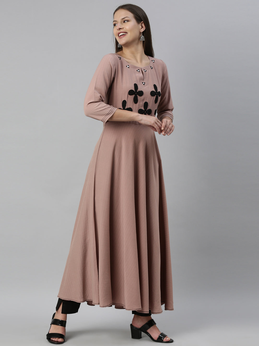 Neerus Pink muslin solid kurti - detail view 1