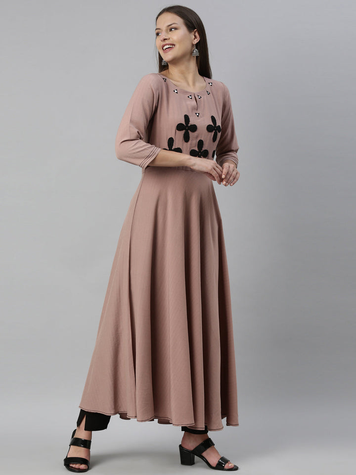 Neerus Pink muslin solid kurti - detail view 1