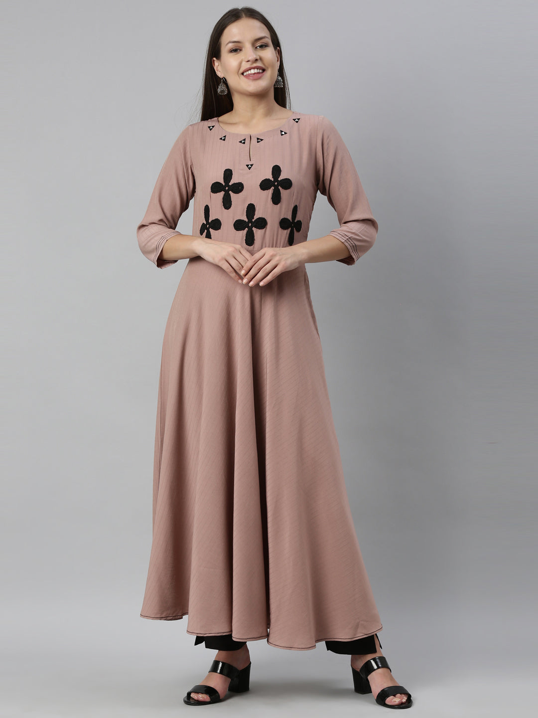 Neerus Pink muslin solid kurti - detail view 3