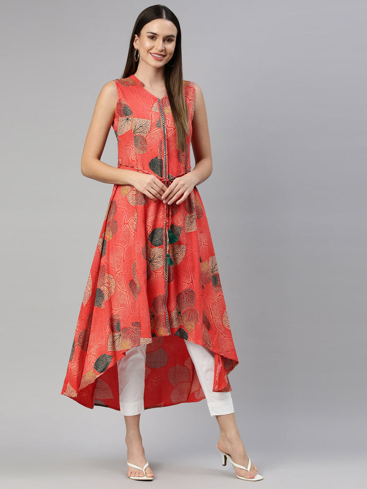 Neerus Orange rayon solid kurta - detail view 5